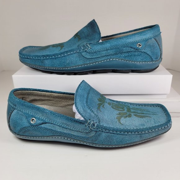 Impulse Other - Impulse Men's Designer Casual Slip-on Shoes In Blue Brushed Suede